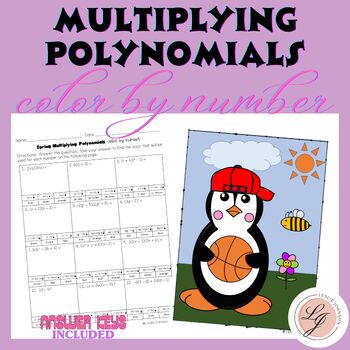 Preview of Spring Multiplying Polynomials Color By Number