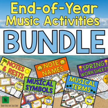 Preview of Spring Music Activities and End of Year Music Theory Games Bundle