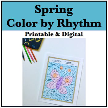 Preview of Spring Music Activity - Color by Rhythm Music Math Worksheets