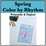 Spring Music Activity - Color by Rhythm Music Math Worksheets