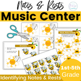 Spring Music Center Activities Identify Notes & Rest, Work