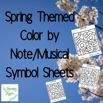 Preview of Spring Music Coloring Pages- Color by Note/Treble Clef/Musical Symbol