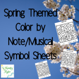 Spring Music Coloring Pages- Color by Note/Treble Clef/Mus