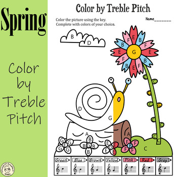 Preview of Spring Music Coloring Pages | Color by Treble Clef Note Names