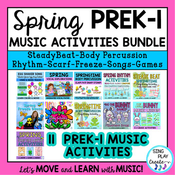 Preview of Spring Preschool, K-1 Music Lesson and Movement Activity Bundle