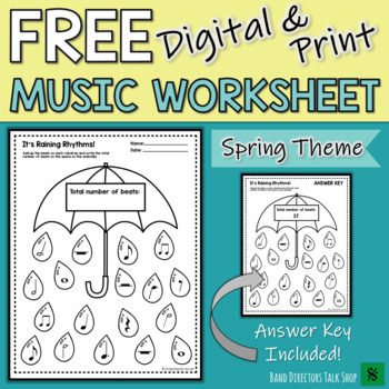 Preview of Spring Music Worksheet- FREE Digital and Print Rhythm worksheet!