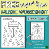 Spring Music Worksheet- FREE Digital and Print Rhythm worksheet!