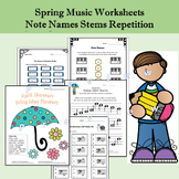 Spring Music Worksheets Note Names Stems Repetition & Sequ