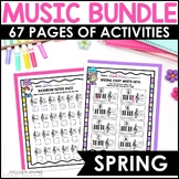 Spring Music Worksheets Bundle - Treble, Bass, Intervals, 