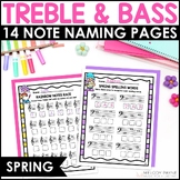 Spring Music Worksheets  - Treble & Bass Clef Note Naming 