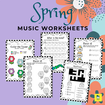 Preview of Spring Music Worksheets- Treble Clef and Bass Clef