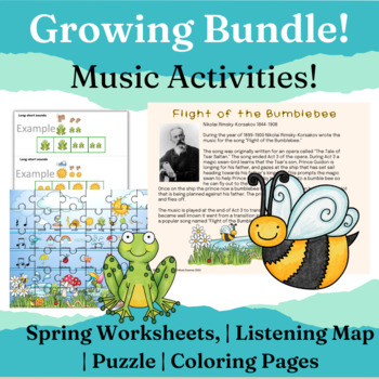 Preview of Spring Music Worksheets and Activities | Growing Bundle