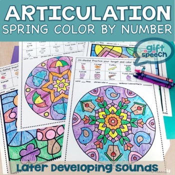 Preview of Spring Articulation Color by Number for Later Developing Sounds