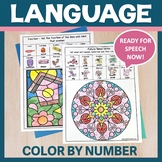 Spring NO PREP Language Activities Color by Number Categor