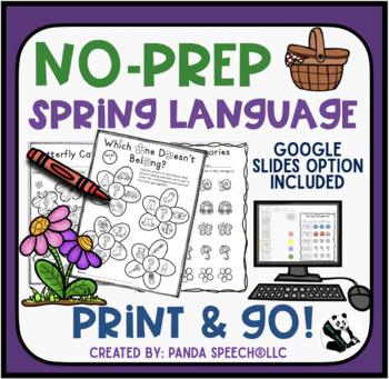 Preview of Spring NO PREP Language Pack for Speech Therapy with distance learning options