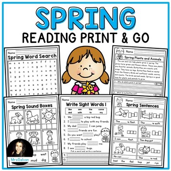 Preview of Spring NO PREP Reading pages CVC Words Fluency and Comprehension