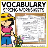Spring NO PREP Vocabulary Worksheets | Writing Activities 