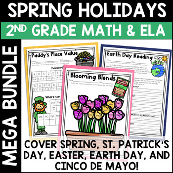 Preview of Spring Mega Bundle Math Reading Writing Activities Worksheets 2nd Grade No Prep