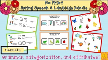 Preview of Spring NO PRINT Speech & Language Activities for Distance Learning