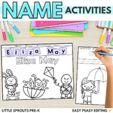 Preview of Spring Name Craft | Name Tracing Editable for Preschool, PreK, Kinder