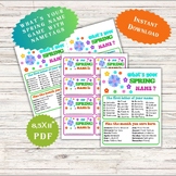 Spring Name Game, Spring Classroom Activity for Kids,Name 