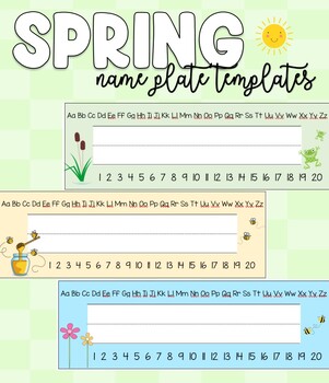 Preview of Spring Name Tag Template Set