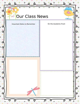 Spring Newsletter Template by Cre8tive Heart Curriculum TpT