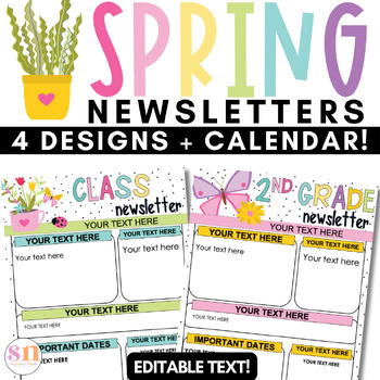 Preview of Spring Newsletters | April Newsletter | Spring Newsletter Editable