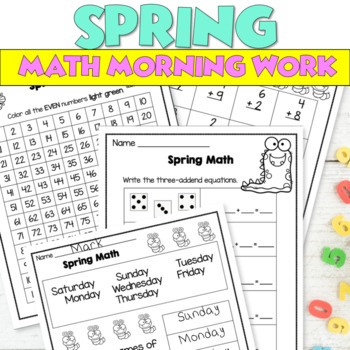 Preview of Spring No Prep 1st Grade Math Review | Spring Math Worksheets | Morning Work