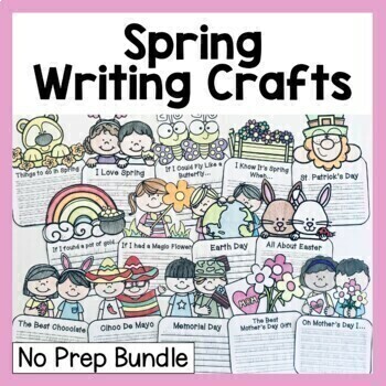 Preview of Spring Writing Crafts Bundle - Spring Writing Prompts - Spring Craftivities