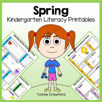Preview of Spring No Prep Literacy Worksheets Kindergarten | Grammar Review | Morning Work