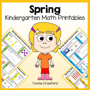 Preview of Spring No Prep Math Worksheets | Kindergarten Math Morning Work | Facts Fluency