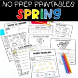 Spring No Prep Math and Literacy Worksheets and Printables