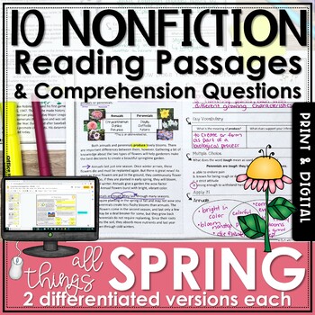 Preview of Spring Nonfiction Reading Comprehension Passages and Questions