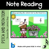 Spring Note Reading Treble & Bass clef Digital Task Cards 
