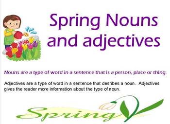 Preview of Spring Nouns and Adjectives Flipchart