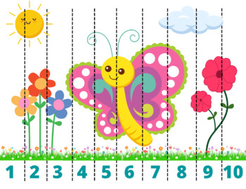 Spring Number Counting Puzzles For Preschool & Kindergarten Kids. Math 