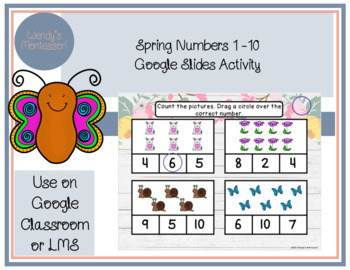 Preview of Spring Numbers 1-10 Google Slides Digital Activity