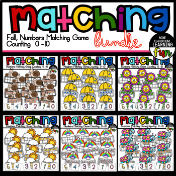 Preview of Spring, Numbers Matching Game | Counting Flashcard 0-10 | Ten Frames BUNDLE