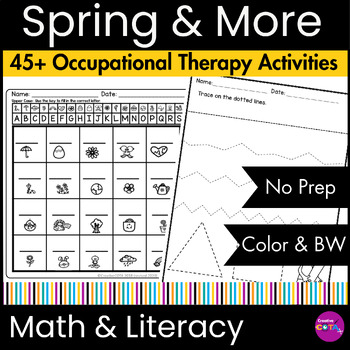 Preview of Occupational Therapy Spring Worksheets & Activities for Younger Students