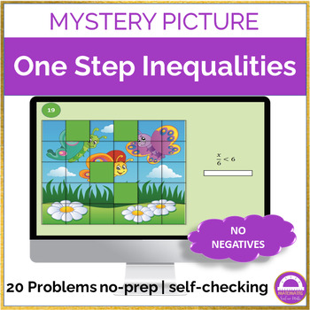 Preview of Spring Solving One Step Inequalities No Negatives | Mystery Picture