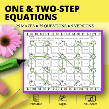 Preview of Spring: One & Two-Step Equations Maze Activity