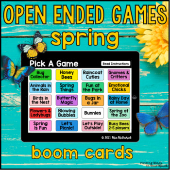 Preview of Spring Open Ended Games for ANY skill | Boom Cards™  20 Addictive Games        