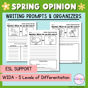 Preview of Spring Opinion Writing, 2nd/3rd, ESL Differentiated, Activities & Organizers