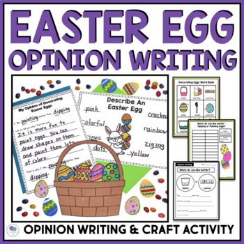 Preview of Spring Opinion Writing | Dying Easter Egg Template Kindergarten 1st & 2nd Grade