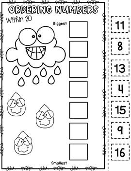 Spring Ordering Numbers to 20 - Cut and Paste Worksheets by Bees Knees