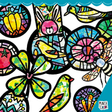 Spring Original Clipart | Tissue Paper Garden Bugs Flowers