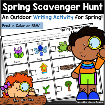 Preview of Spring Writing Activity Outdoor Scavenger Hunt Activities for Spring Earth Day