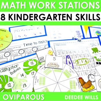 Preview of Spring Math Oviparous Animals Kindergarten Math Centers Station Games Activities
