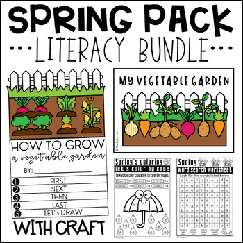 Preview of Spring Literacy Bundle: PUZZLES | ABC ORDER | WORD SEARCH |  WRITING & CRAFT